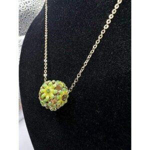 ENAMELED Crystal Butterfly Flower Ball Necklace